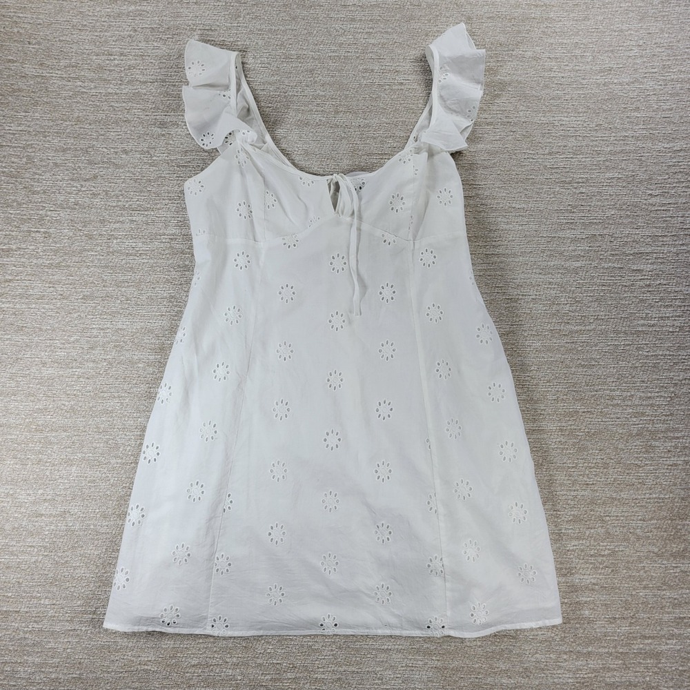 Princess Polly Besiana Broderie Anglaise Mini Sundress Sz 10 White Eyelet Ruffle